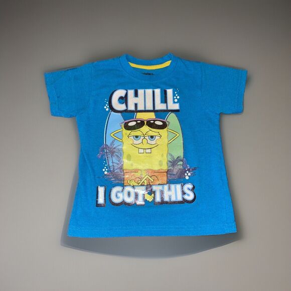 Nickelodeon Blue Spongebob “Chill I Got This” Toddler 4T Boy Girl T Shirt - Picture 1 of 6